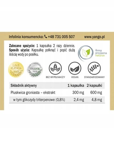 Pluskwica groniasta - ekstrakt - Yango - 90 kaps. na Arena.pl
