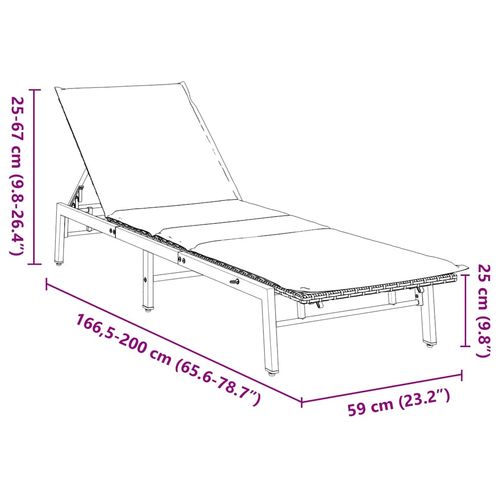 Leżak z poduszką, beżowy, polirattan na Arena.pl