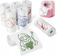 Papier Wkład Wkłady Kolorowy Druk 7x Rolka 56mm x 5m do XREC P02 K22