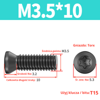 Śruba mocująca TORX Klasa 12.9 Rozmiar: M3,5x10