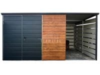 Schowek Domek Ogrodowy 3x3m + wiata 1,5x3 + Brama dwuskrzydłowa TS825