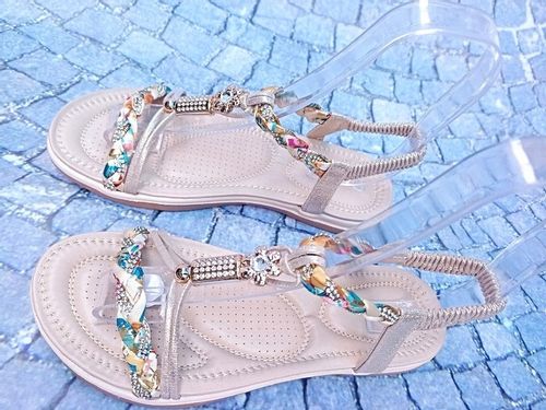 PIĘKNE SANDAŁKI z GUMKĄ Gold r.38 na Arena.pl