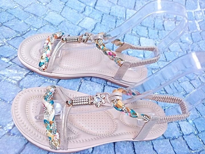 PIĘKNE SANDAŁKI z GUMKĄ Gold r.38 zdjęcie 6