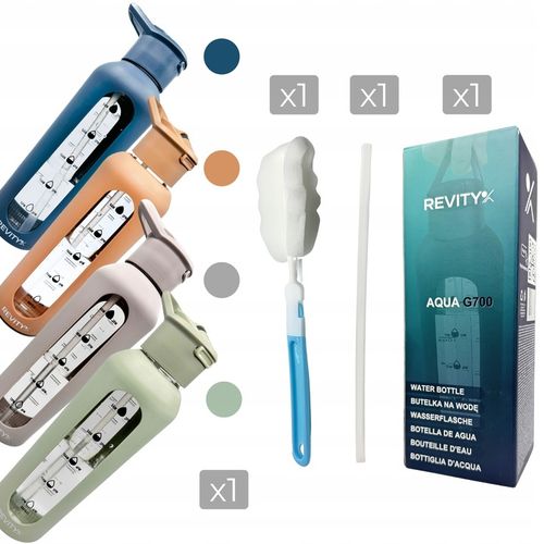 SZKLANA BUTELKA NA WODĘ BIDON SHAKER Z MIARKĄ I DZIUBKIEM SILIKONOWE ETUI na Arena.pl