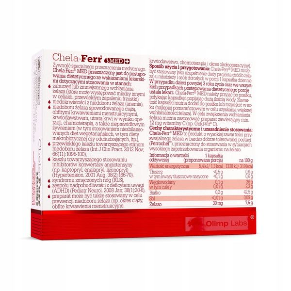 OLIMP CHELA-FERR MED 30kaps MOCNE ŻELAZO zdjęcie 2