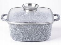 Garnek kwadratowy 26cm. Granitowy Masterpan MP-2109 z pokrywką