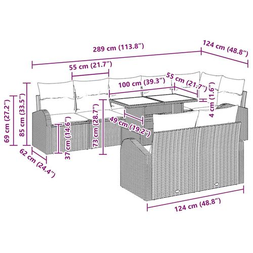 Zestaw Sof na Ogród 9 pcs Jasnoszary 100 x 55 x 73 cm na Arena.pl