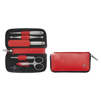ZWILLING TWINOX Zestaw podróżny manicure czerwone skórzane etui 5 elementów