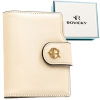 beżowy portfel damski ze skóry ekologicznej zamykany na zatrzask