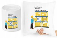 Dla Magazyniera Zestaw Poduszka + Skarbonka Z Nadrukiem Ze Zdjęciem