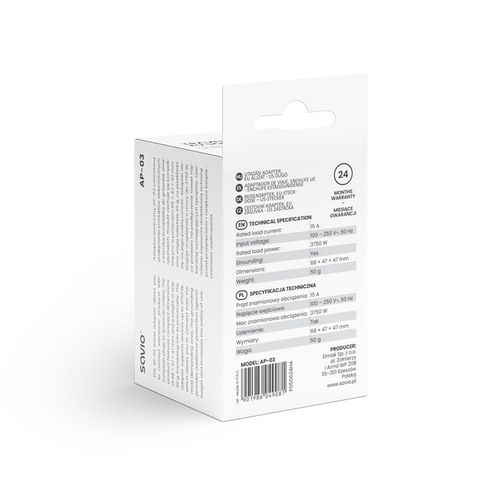 Adapter podróżny Przejciówka Gniazdo EU PL Wtyk US SAVIO AP-03 na Arena.pl