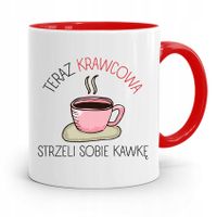Kubek Czerwony Krawca Krawcowej Strzeli Kawkę Z Nadrukiem Ze Zdjęciem