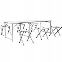 Duży Stół STOLIK TURYSTYCZNY Kempingowy Składany 180x60cm + 6xStołek