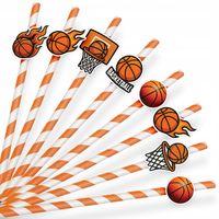 PAPIEROWE SŁOMKI URODZINOWE OZDOBA - KOSZYKÓWKA PIŁKA SPORT - 8 szt.