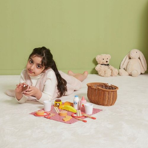 VIGA Drewniany Zestaw Piknikowy 30 el. KOSZ dla dzieci koc AKCESORIA na Arena.pl