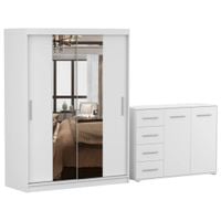 Zestaw VISTA 01 Szafa 150 Komoda FRIDA 01 135 półki BIAŁY PRODUCENT