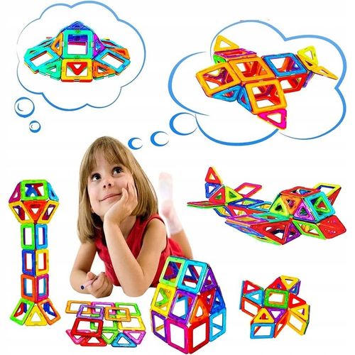 DUŻE KLOCKI MAGNETYCZNE KONSTRUKCYJNE EDUKACYJNE DLA DZIECI 3D 180ELE na Arena.pl