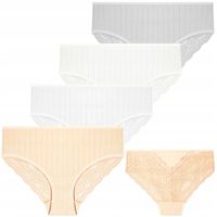 Majtki Damskie Figi Bikini Bawełniane KORONKOWE MODNE 4-PAK ZESTAW MORAJ S