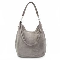 VERA PELLE torebka damska zamszowa worek z paskiem na ramię V469 j.taupe