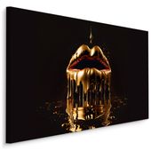 Obraz Na Płótnie Canvas Rozpływające Się Złote USTA Abstrakcja 3D 120cm x 80cm