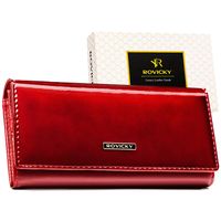 duży, poziomy, czerwony portfel damski ze skóry naturalnej i ekologicznej