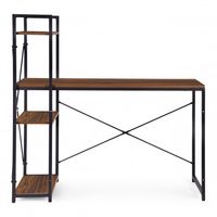 BIURKO KOMPUTEROWE LOFT 120X60 CM CIEMNY ORZECH 3 PÓŁKI MODERNHOME