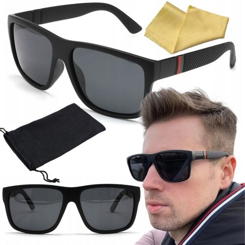 OKULARY PRZECIWSŁONECZNE MĘSKIE POLARYZACYJNE Z ETUI GRATIS DUŻE CZARNE na Arena.pl