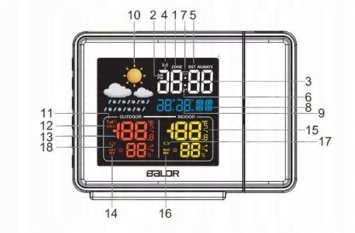 Stacja Pogody Pogodowa Zegar Czujnik Zewnętrzny Higrometr Budzik na Arena.pl