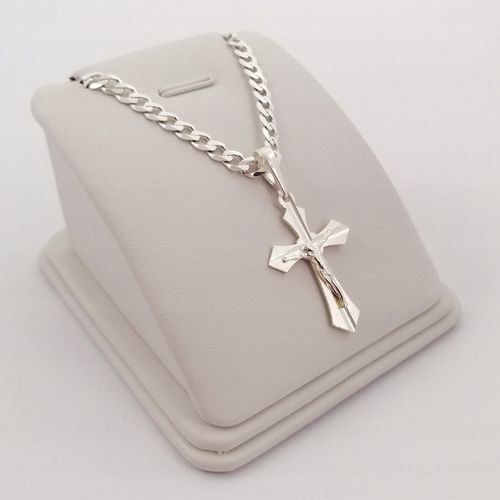 SREBRNY ŁAŃCUSZEK PANCERKA+KRZYŻYK 925+GRAWER DLA CHŁOPCA NA CHRZEST ROCZEK na Arena.pl