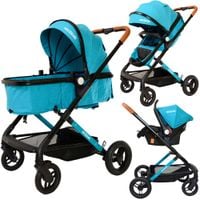 wózek dla dzieci aluminiowy 3w1 508 nicekids seledynowo czarny