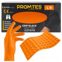 PROMATES 3 X GRIP ORANGE RĘKAWICE RĘKAWICZKI NITRYLOWE ROZMIAR L 9 - 50 SZT