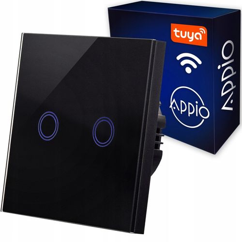 Dotykowy Szklany WŁĄCZNIK ŚWIATŁA LED fi60 Podwójny Czarny WiFi Tuya SMART na Arena.pl