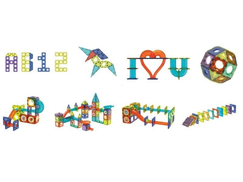 Świecące Klocki Magnetyczne, Tor Kulkowy Dla Kulek 292 Elementy Kulodrom zdjęcie 3