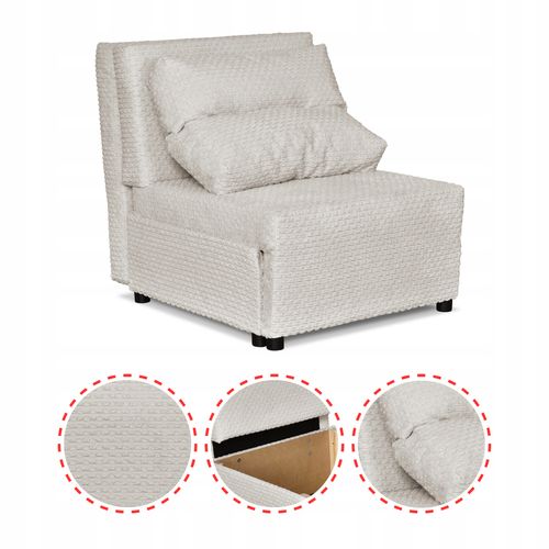 Fotel rozkładany funkcja spania KIMO pojemnik na pościel Family Meble beż na Arena.pl