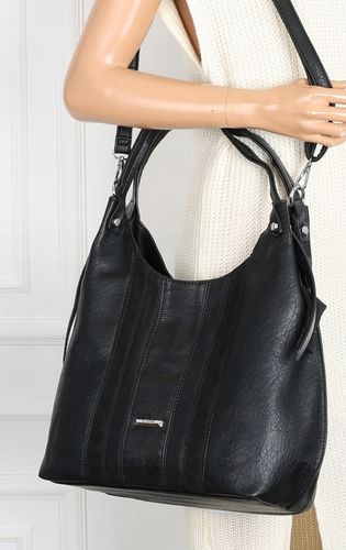 Torebka Damska Listonoszka Worek Shopper Torba na Ramię RS25047H Czarna na Arena.pl
