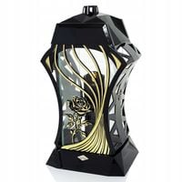 Duży znicz 37cm czarny ze złotem i różą - elegancki znicz na grób