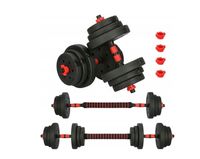 Hantle bitumiczne 2x10 kg z łącznikiem zestaw 20 kg sztanga