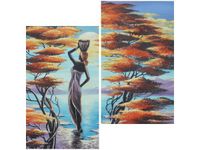 60X60CM AFRYKAŃSKA DZIEWCZYNA KOSZEM DWU OBRAZ ŚCIAN