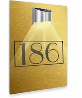 złota TABLICZKA ADRESOWA numer domu dibond lampka solarna nierdzewna 30x20