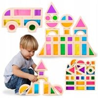 Tęczowe klocki drewniane - 25 elementów