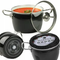 GARNEK TRADYCYJNY EMALIOWANY 2,3L CZARNY BARYŁKA Z POKRYWKĄ GAZ INDUKCJA