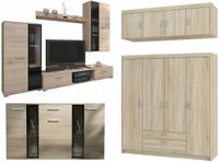 Zestaw mebli Meblościanka + Komoda + Duża Szafa z nadstawką Dąb Sonoma