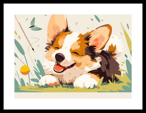 Plakat 35x25cm Beztroski Corgi na Arena.pl