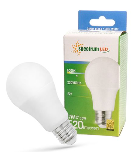 Żarówka LED GLS E27 kulka 7W zimna CW 6500K 10 SZTUK WOJ+13899 SPECTRUM LED na Arena.pl