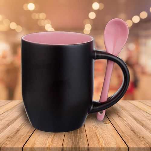 Kubek magiczny różowym wnętrzem i z łyżeczką z Twoim nadrukiem na Arena.pl