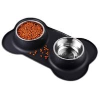 miska na karmę dla psa kota podwójna 2x400ml czarn