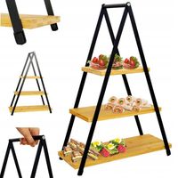 Patera BAMBUSOWA 3-piętrowa poziomowa na ciasto ciastka owoce przekąski