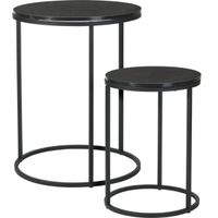 ZESTAW STOLIKÓW KAWOWYCH LOFT OKRĄGŁE BOCZNE MDF METAL 30/40CM CZARNE