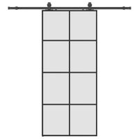Drzwi przesuwne z zestawem okuć czarne 90x205 cm ESG szkło