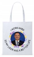 Prezydent Andrzej Duda Torba Eco Biała Shopper Z Nadrukiem Ze Zdjęciem